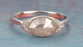 1.13ct Marquise Diamond Engagement Ring 14K White Gold East-West Set AD2226