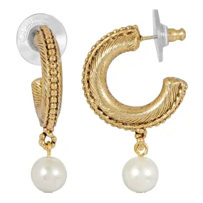 1928 Jewelry Hoop Earrings Faux Pearl Drop