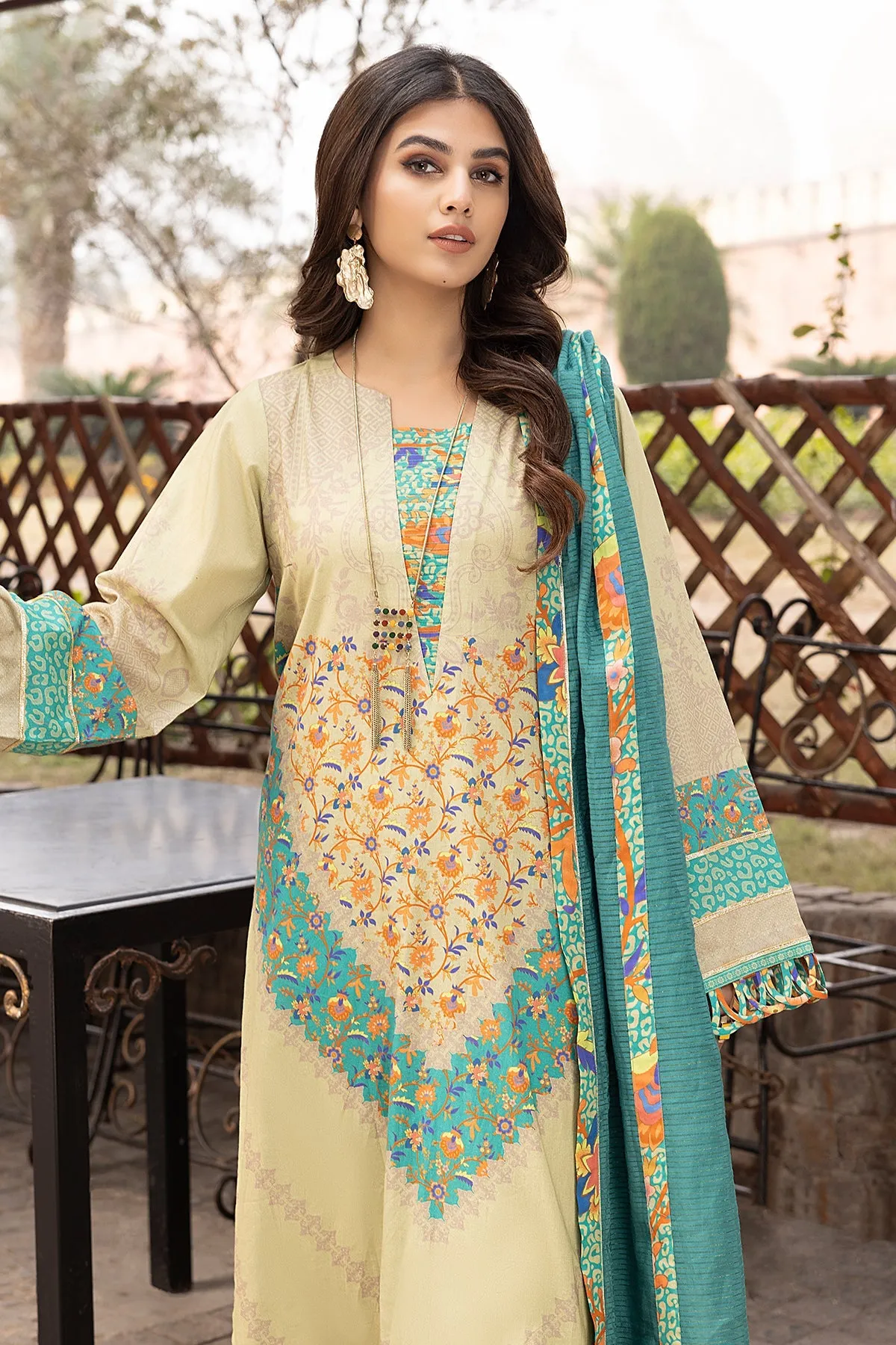 3-Pc Charizma Unstitched Printed Lawn With Embroidered Dupatta CPE23-09