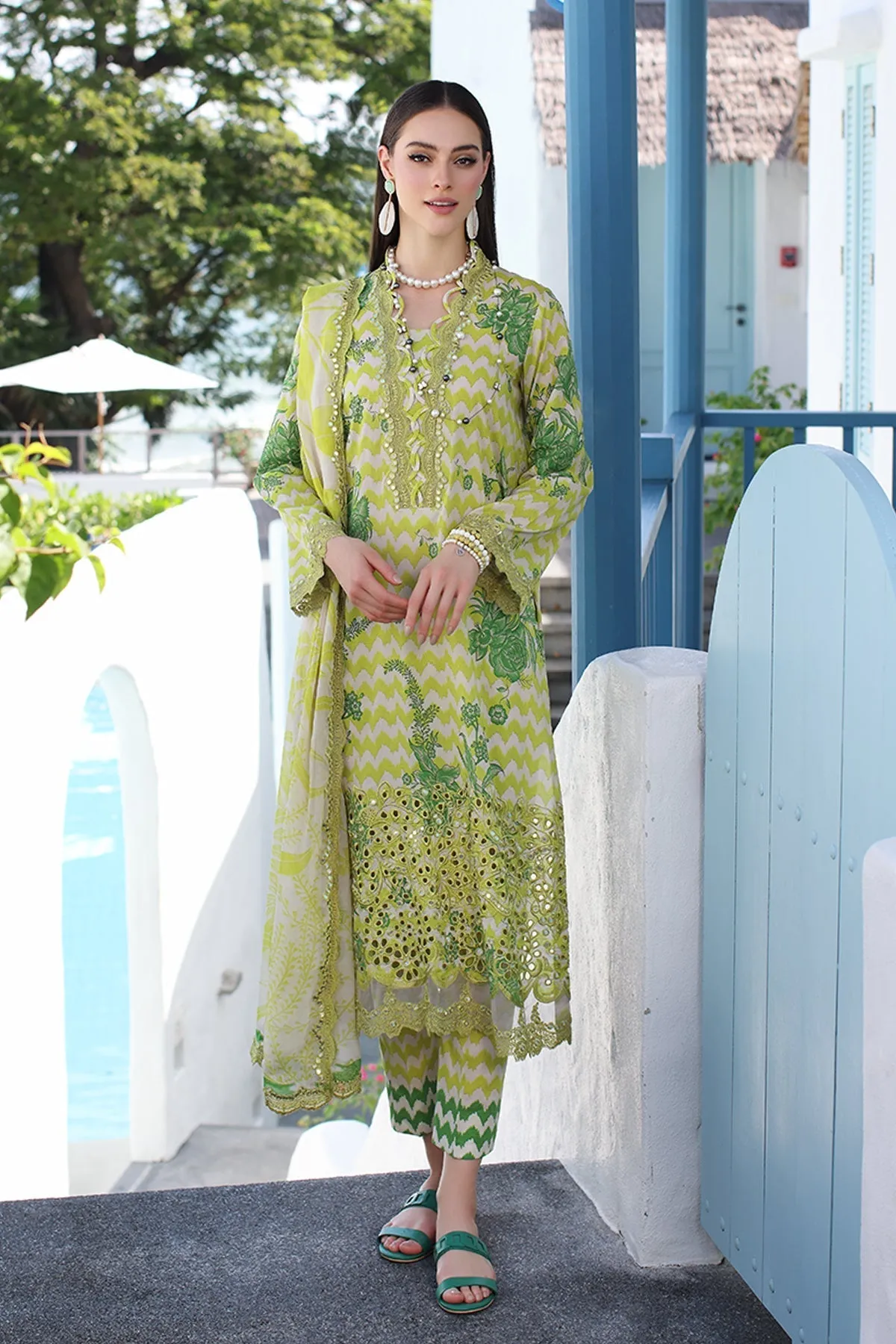 3-PC Unstitched Embroidered Lawn with Embroidred Chiffon Dupatta CCH4-03