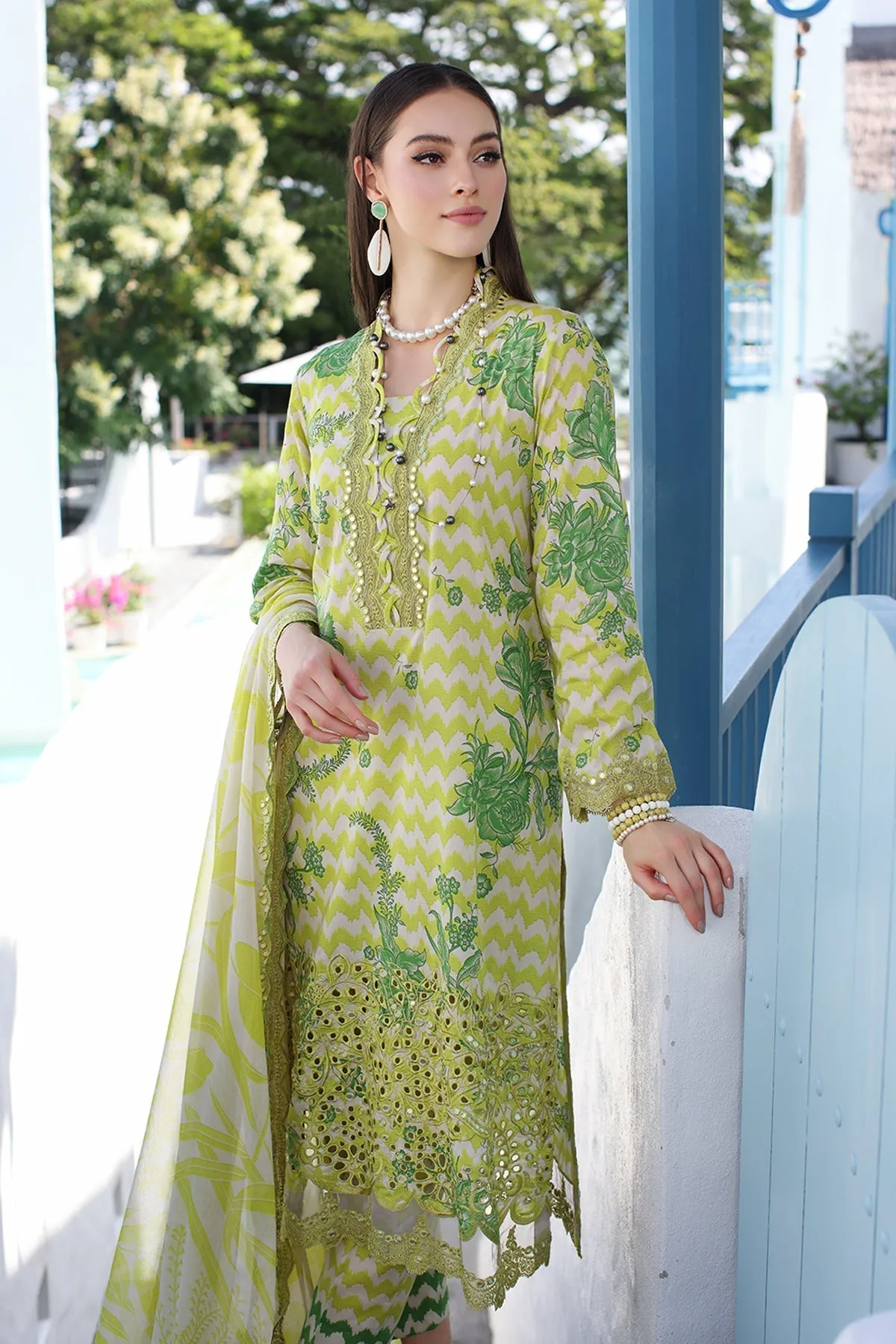 3-PC Unstitched Embroidered Lawn with Embroidred Chiffon Dupatta CCH4-03