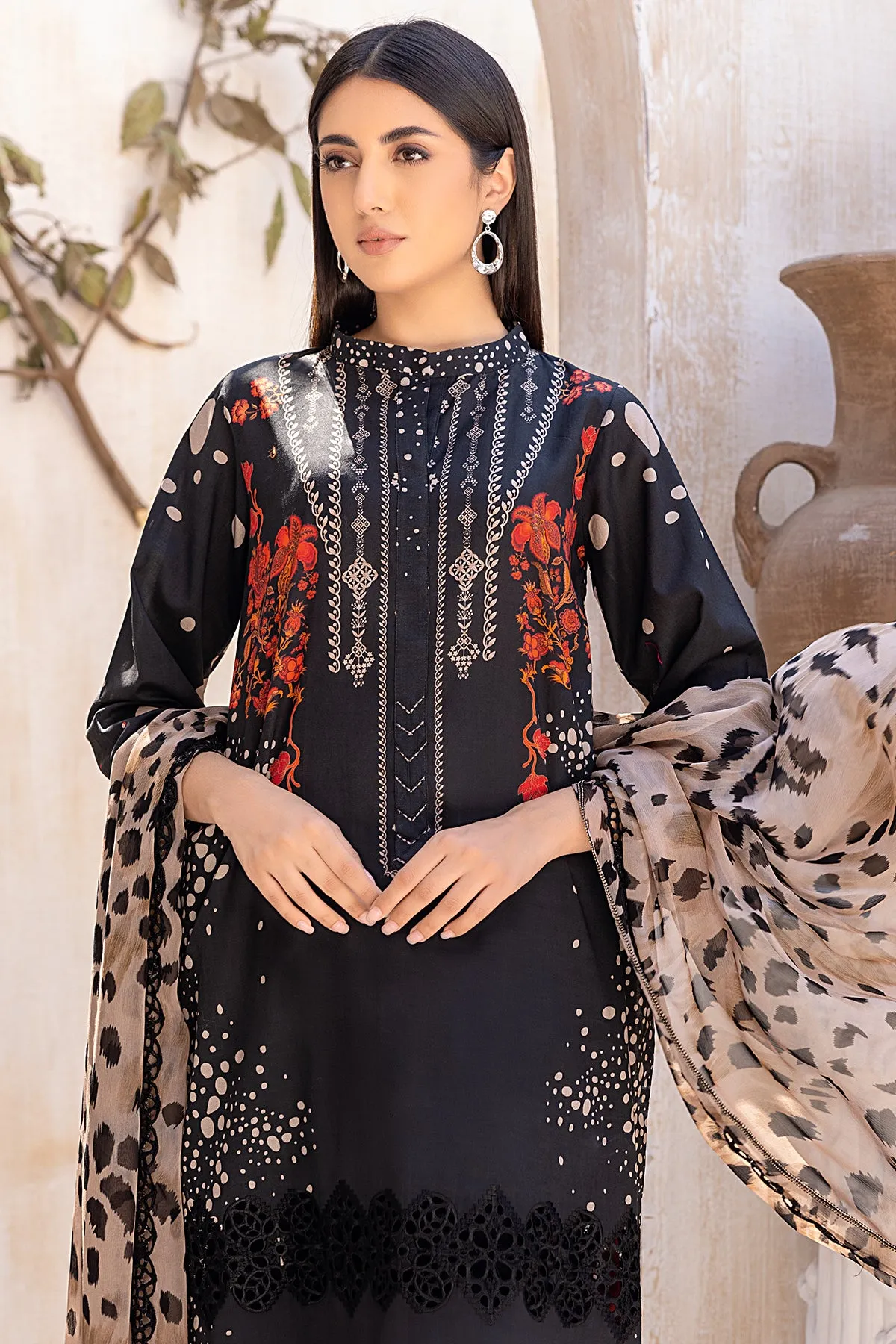 3-PC Unstitched Embroidered Lawn with Embroidred Chiffon Dupatta CCH4-04