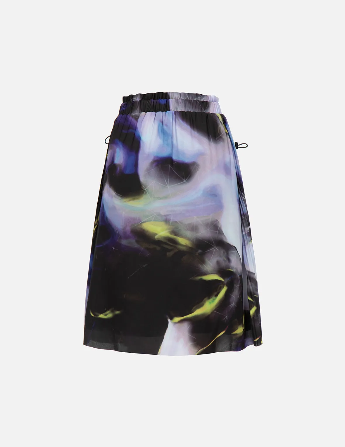 Abstract Print Pleated Front Skirt