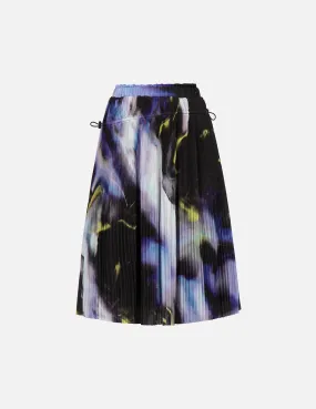 Abstract Print Pleated Front Skirt