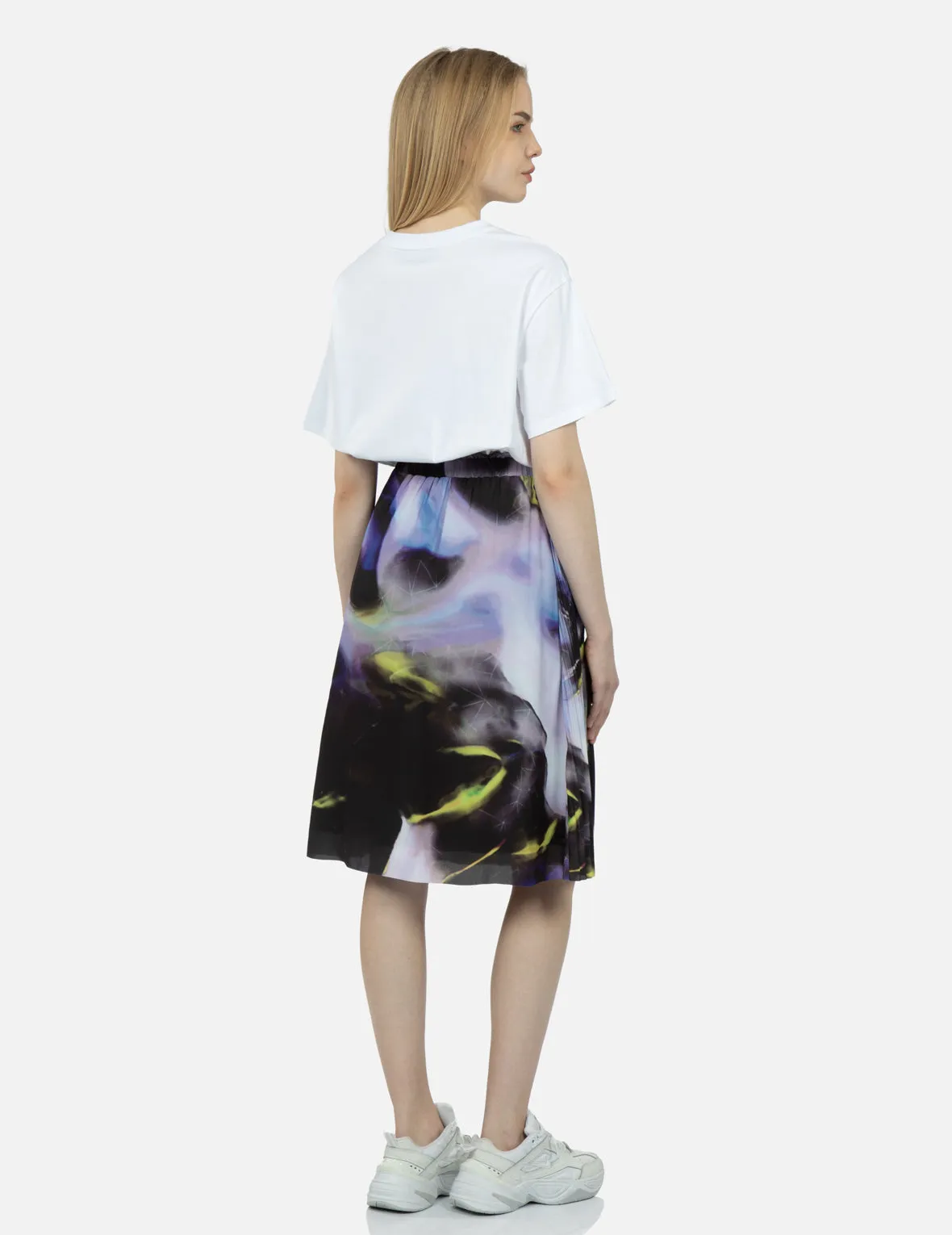 Abstract Print Pleated Front Skirt