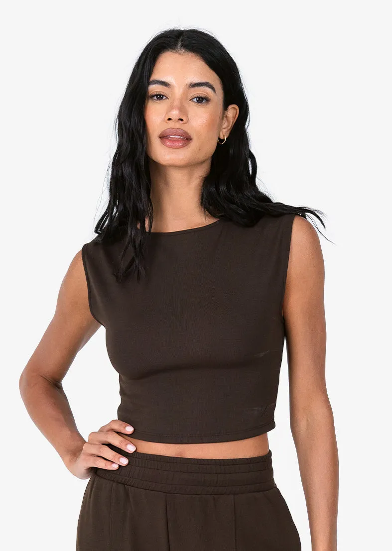 All-Around Lounge Cap Sleeve Tee Coffee