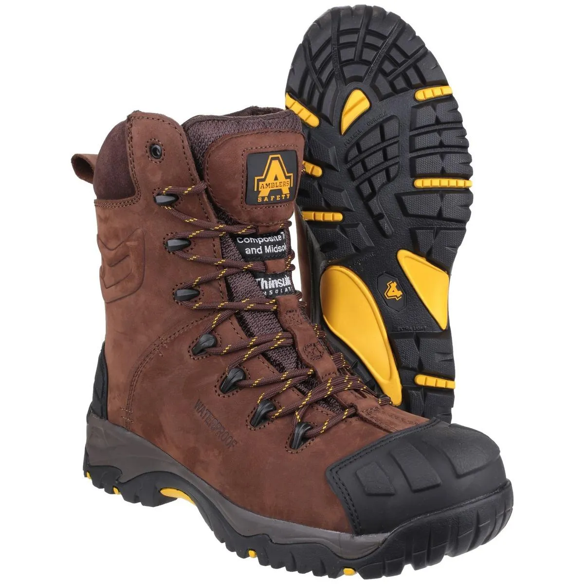 Amblers Safety AS995 Pillar Waterproof Hi-leg Lace up Safety Boot Brown