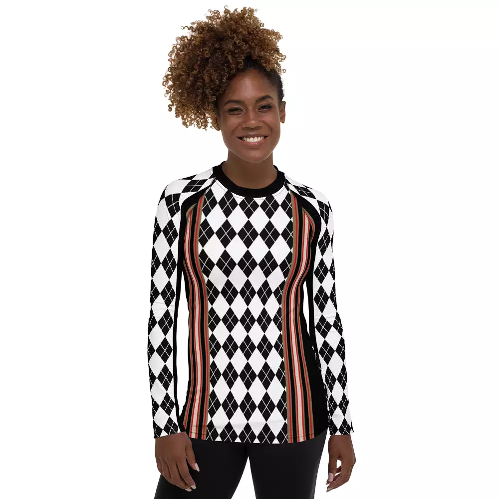 Argyle Me Black Fashion Rashguard Top