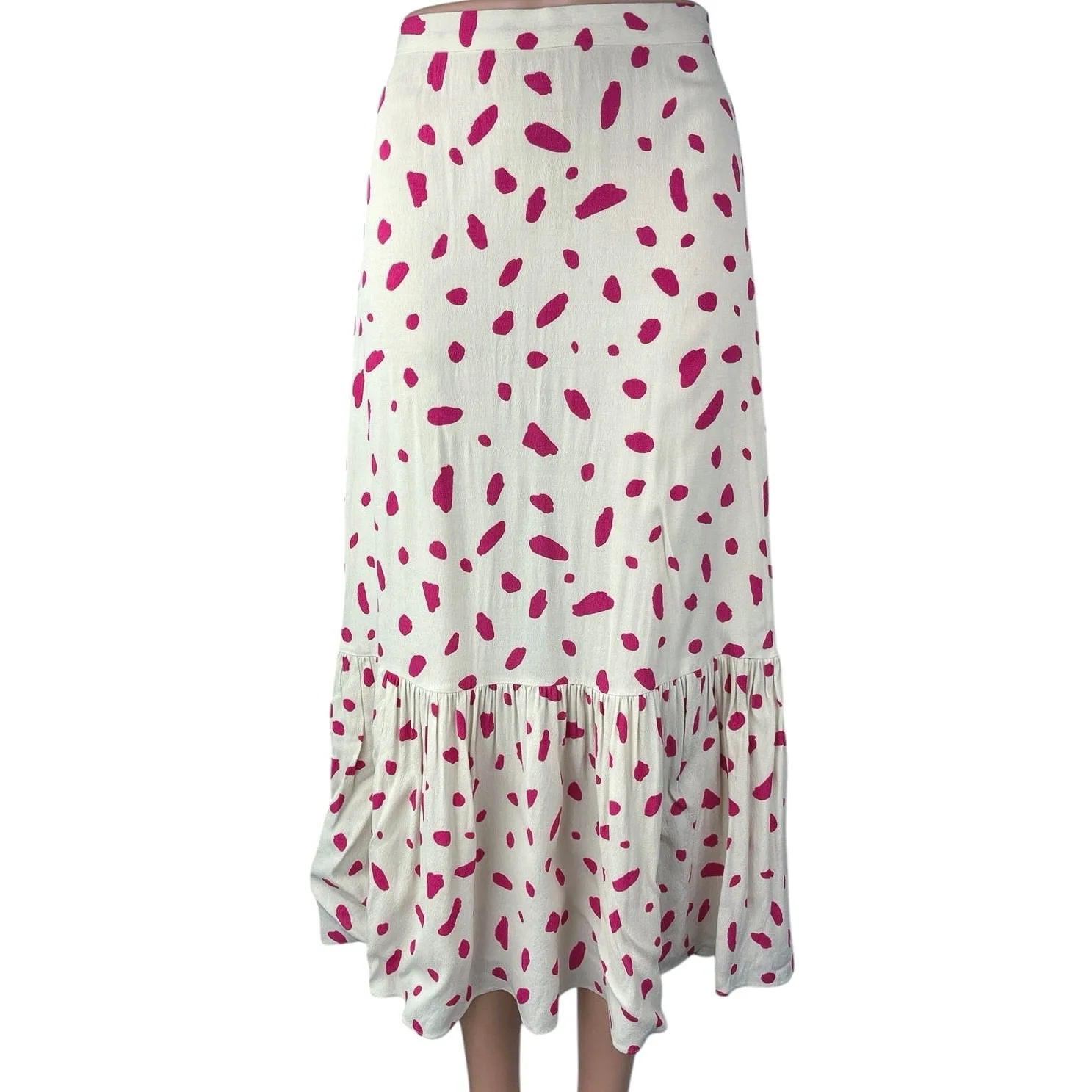 Aritzia Wilfred Women's White Pink Printed Straight A-Line Midi Maxi Skirt Sz 0