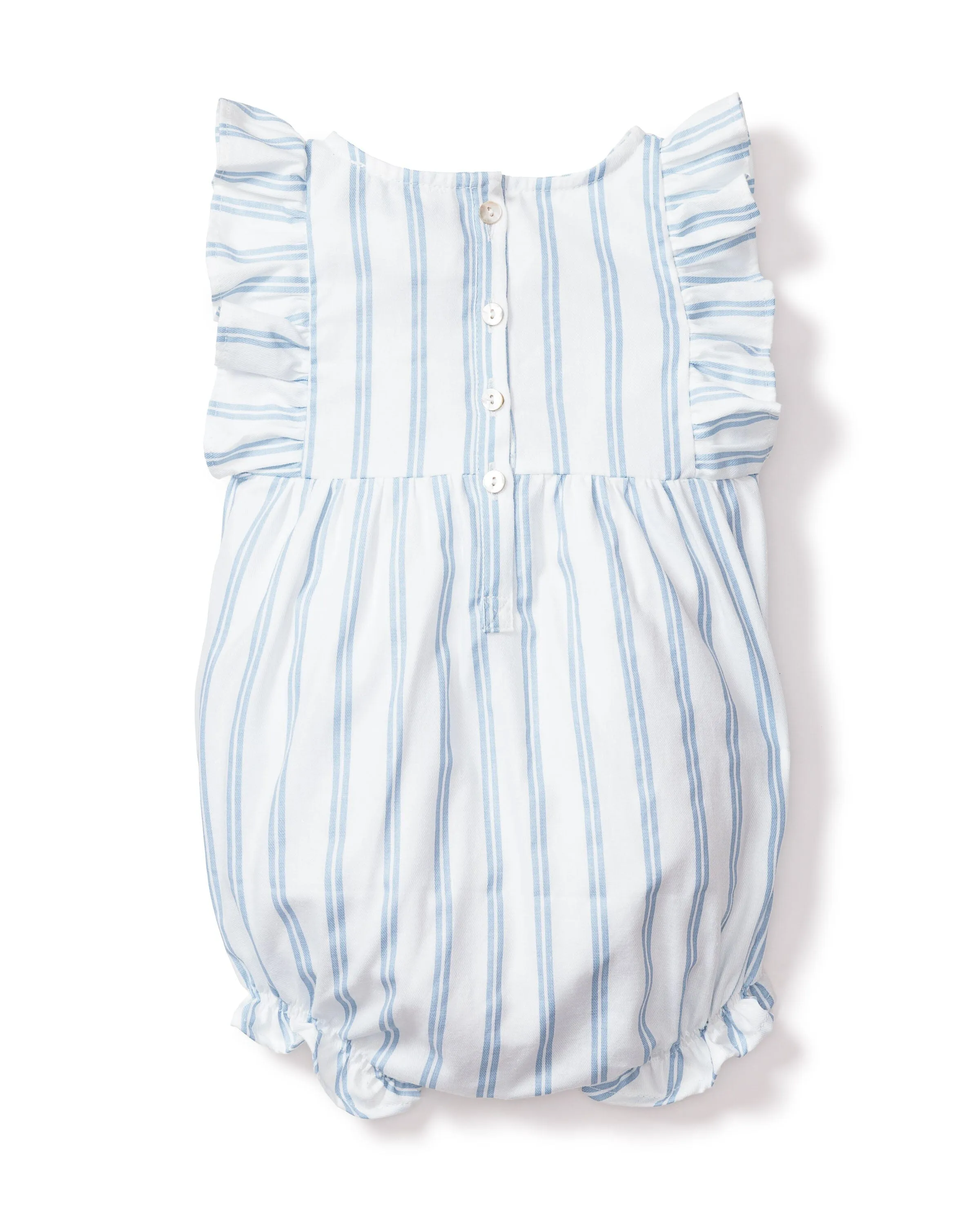 Baby's Twill Ruffled Romper | Periwinkle Stripe