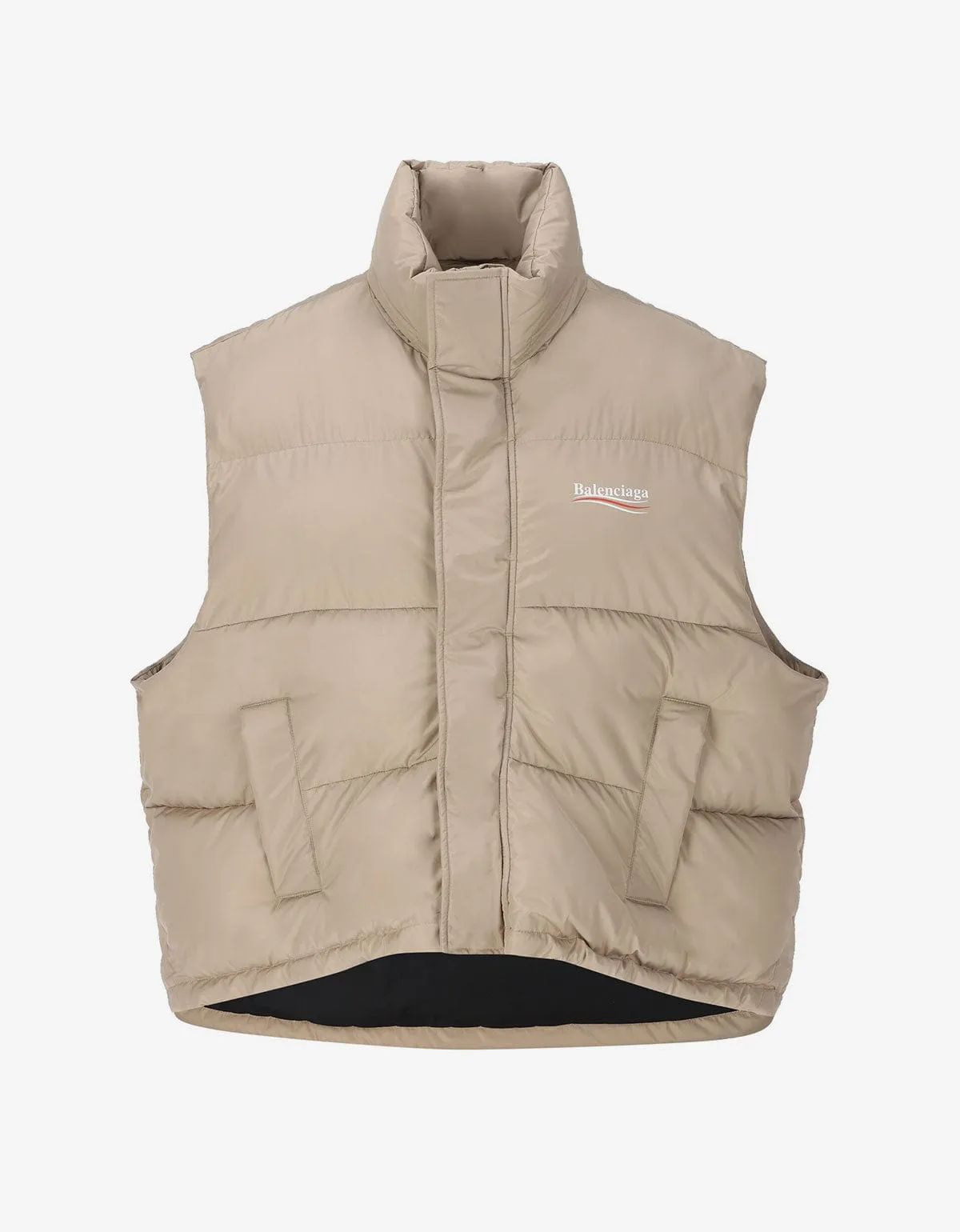 Balenciaga Beige Political Campaign Cocoon Puffer Gilet