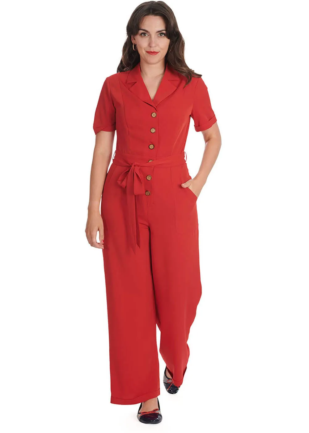 Banned Pleased As Punch 40's Jumpsuit Red