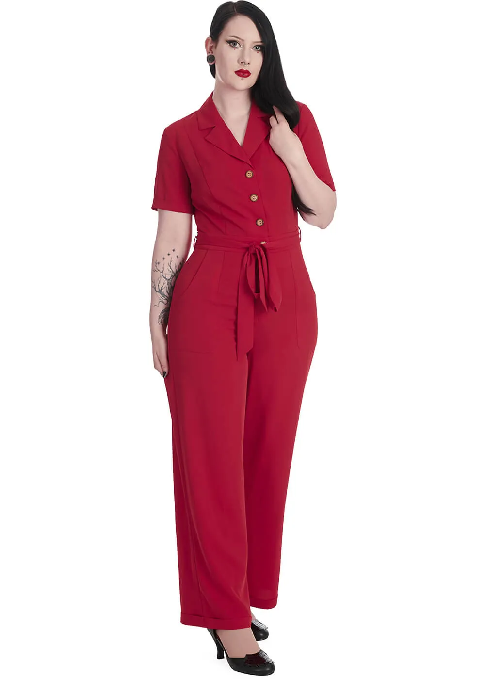 Banned Pleased As Punch 40's Jumpsuit Red