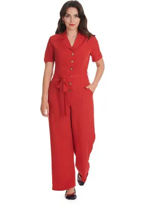 Banned Pleased As Punch 40's Jumpsuit Red