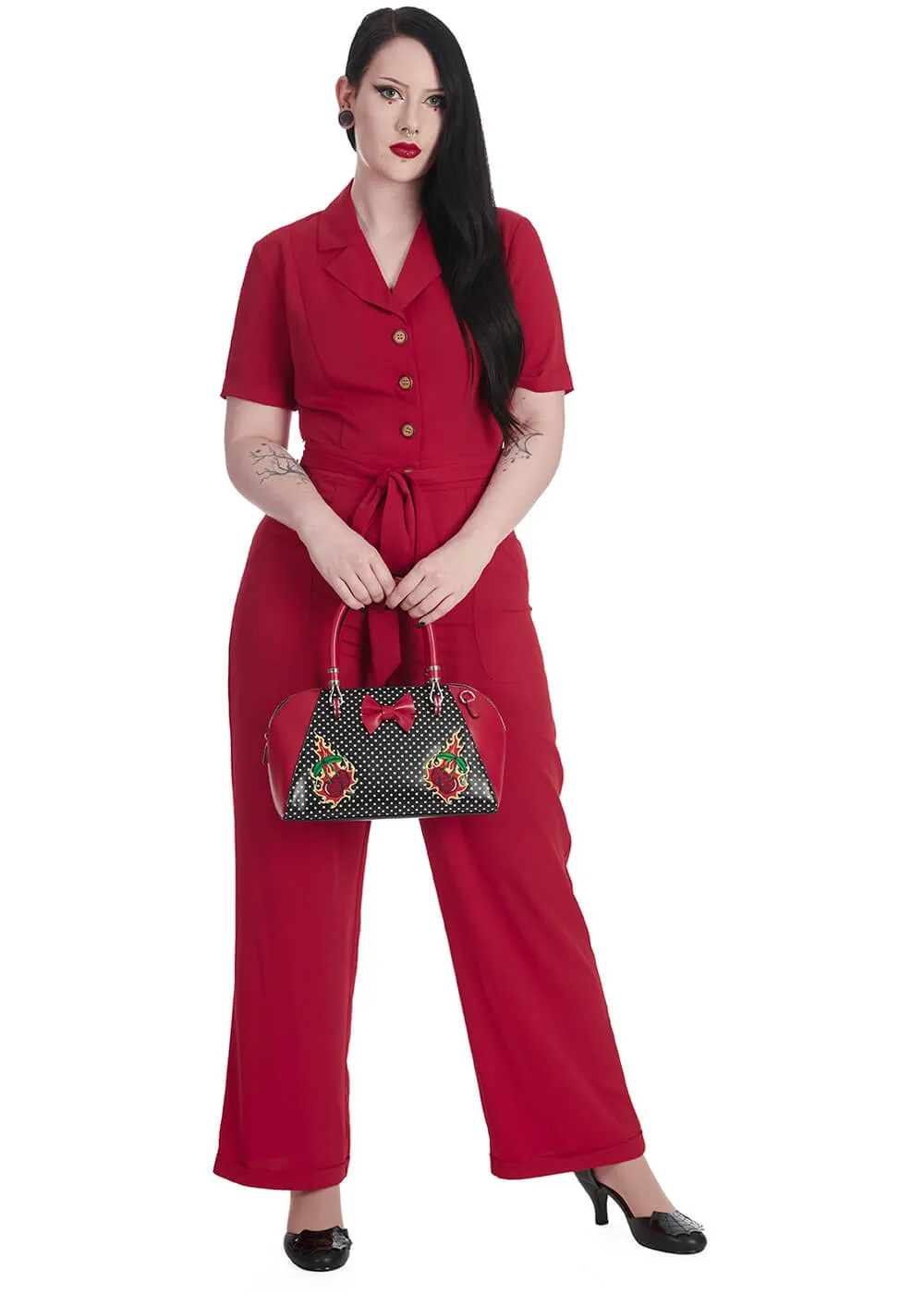 Banned Pleased As Punch 40's Jumpsuit Red