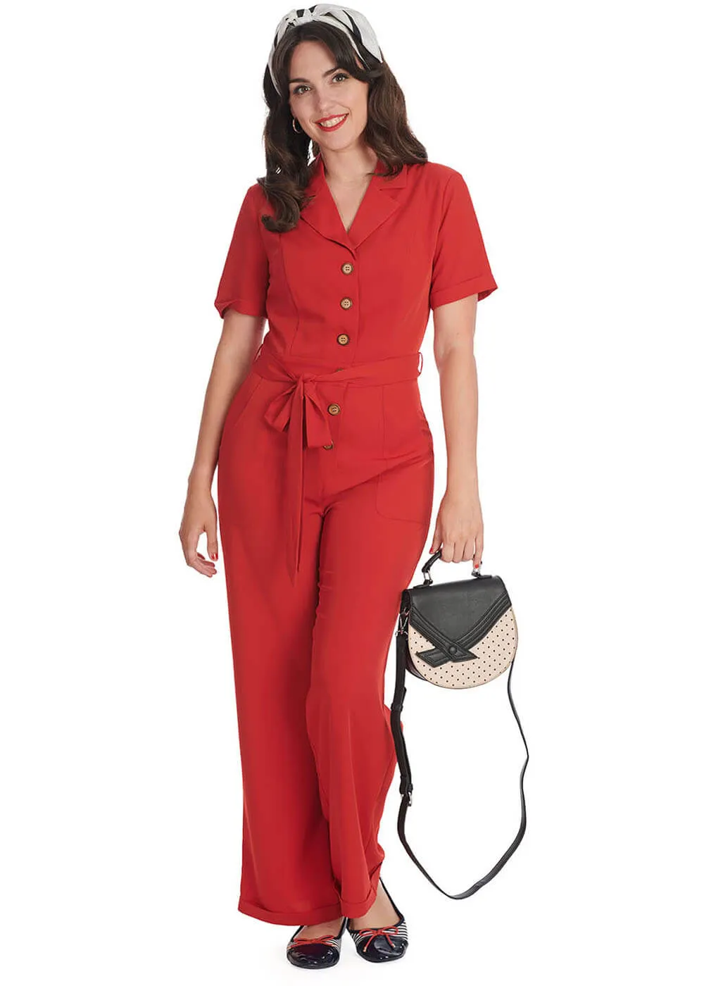 Banned Pleased As Punch 40's Jumpsuit Red