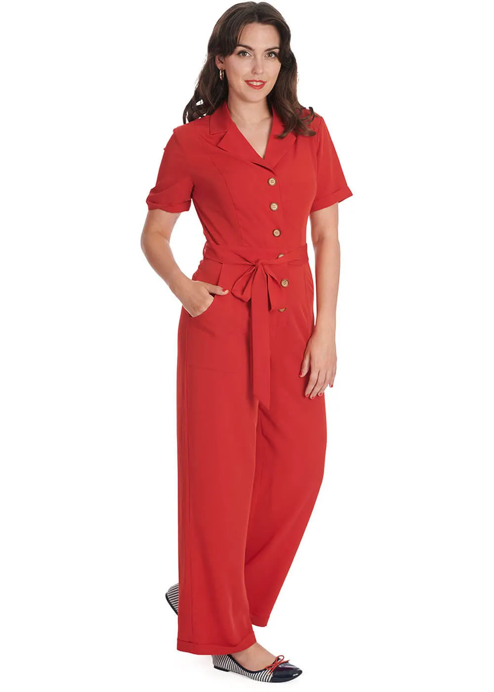 Banned Pleased As Punch 40's Jumpsuit Red