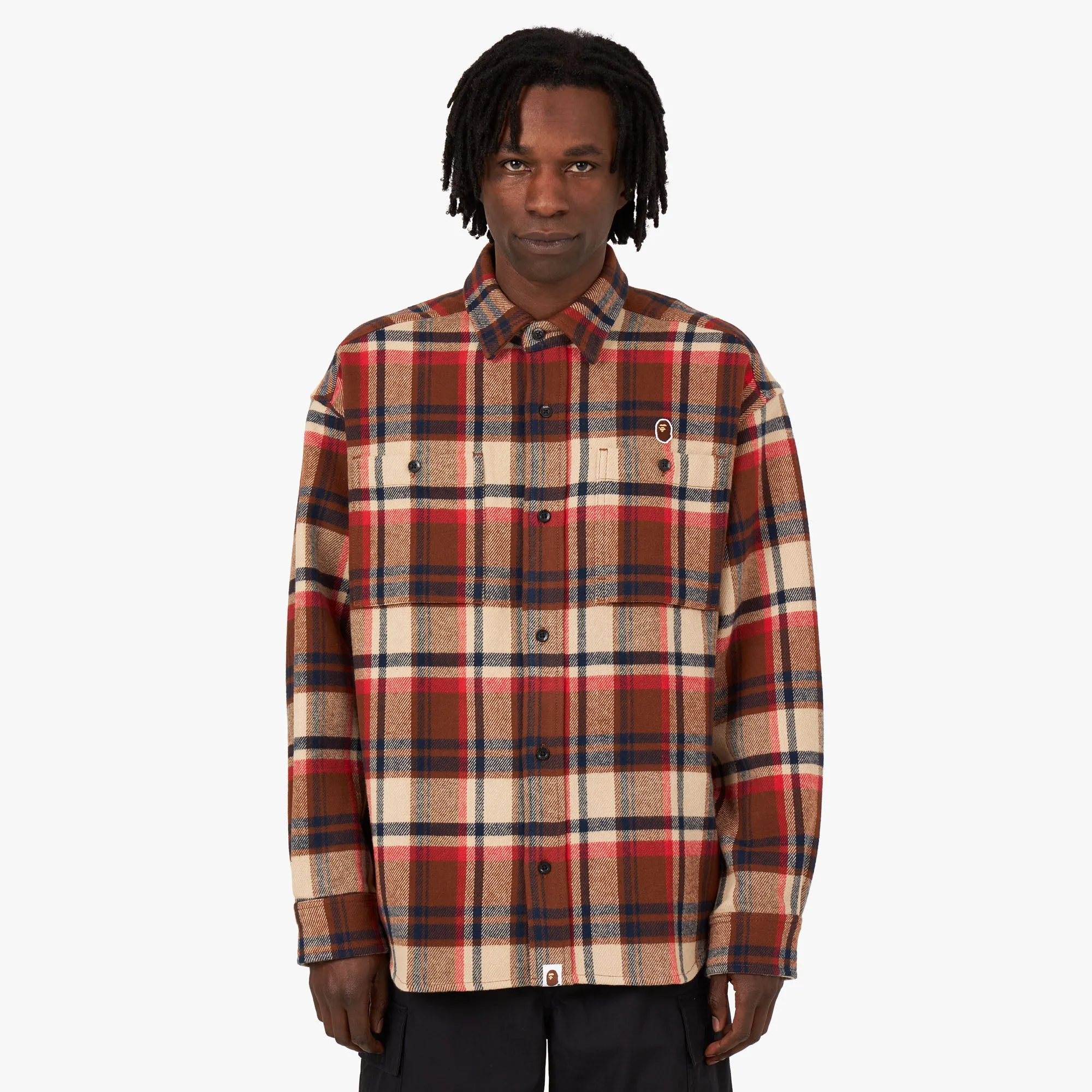 BAPE Check Ape Head One Point Flannel Shirt / Red