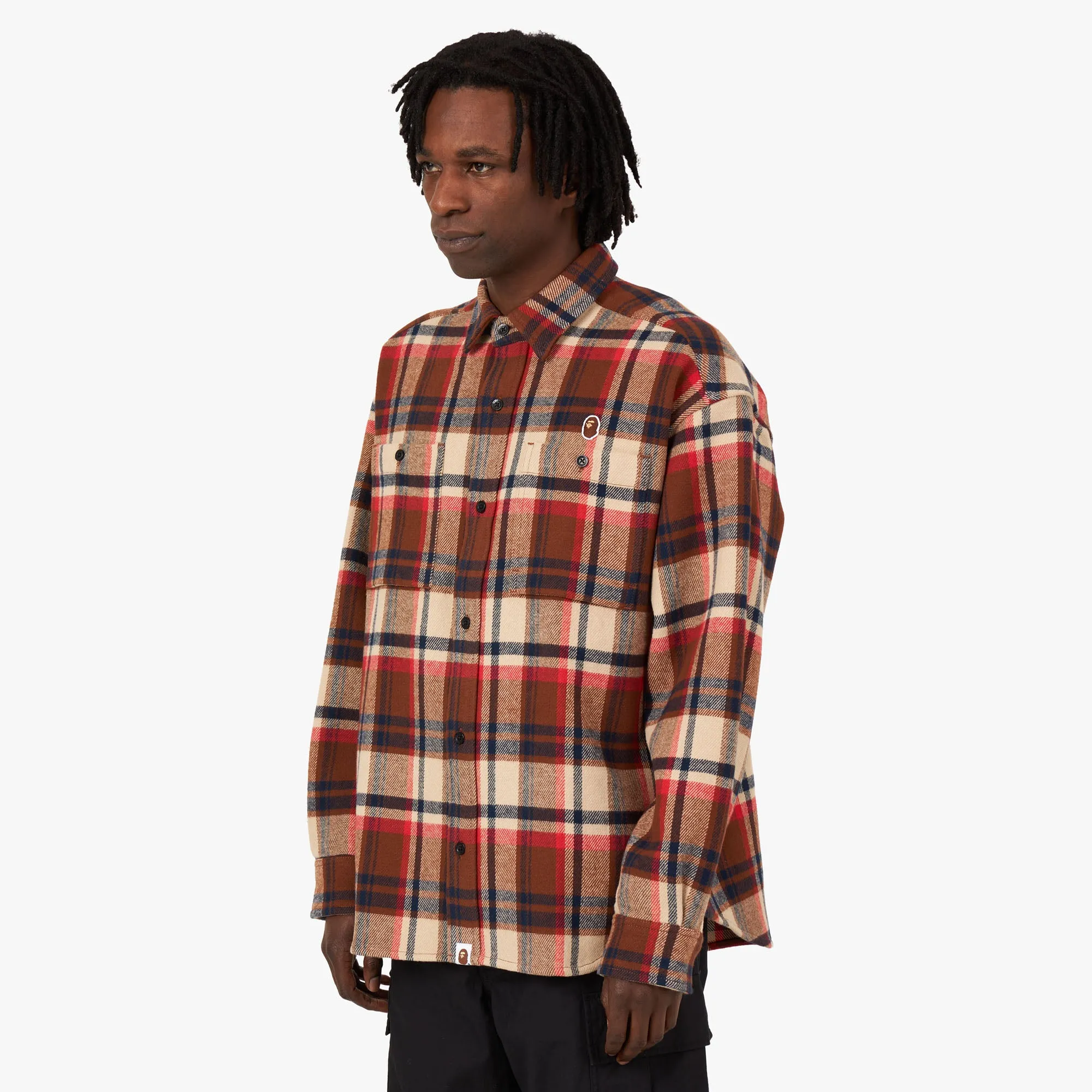 BAPE Check Ape Head One Point Flannel Shirt / Red