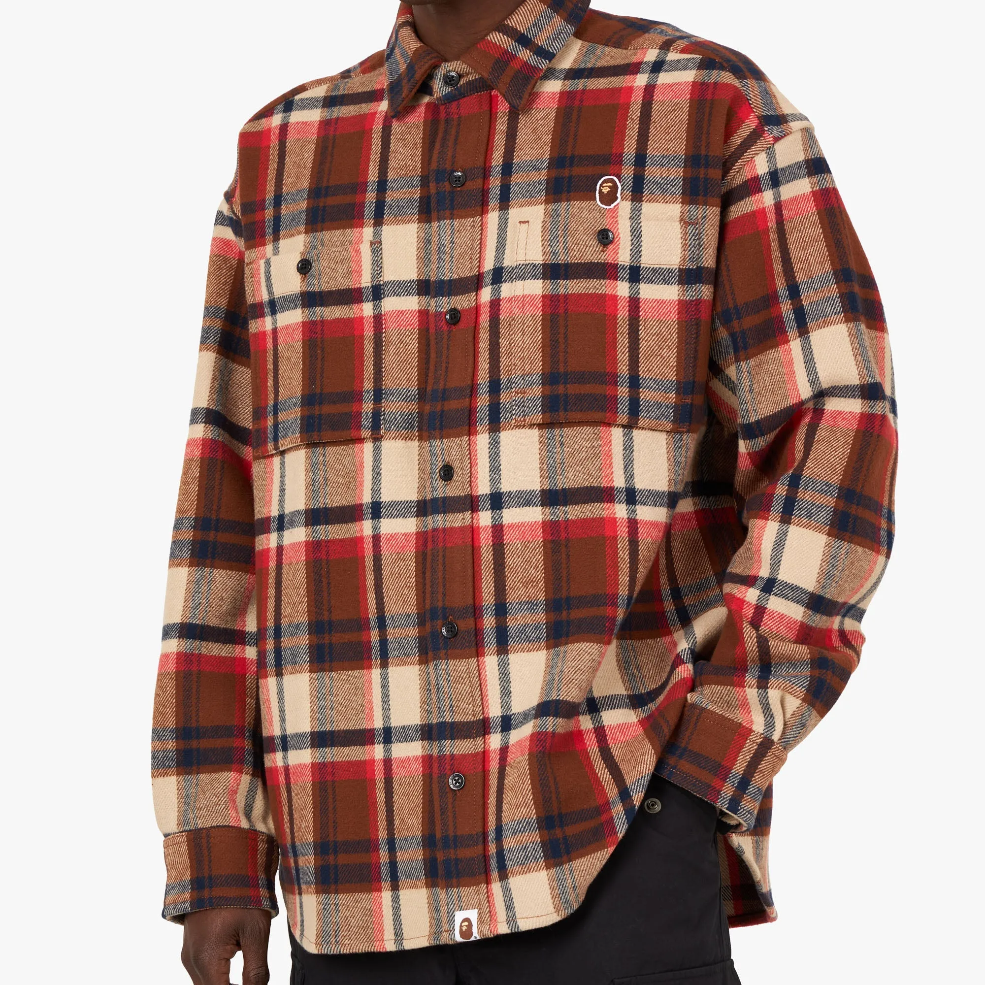 BAPE Check Ape Head One Point Flannel Shirt / Red