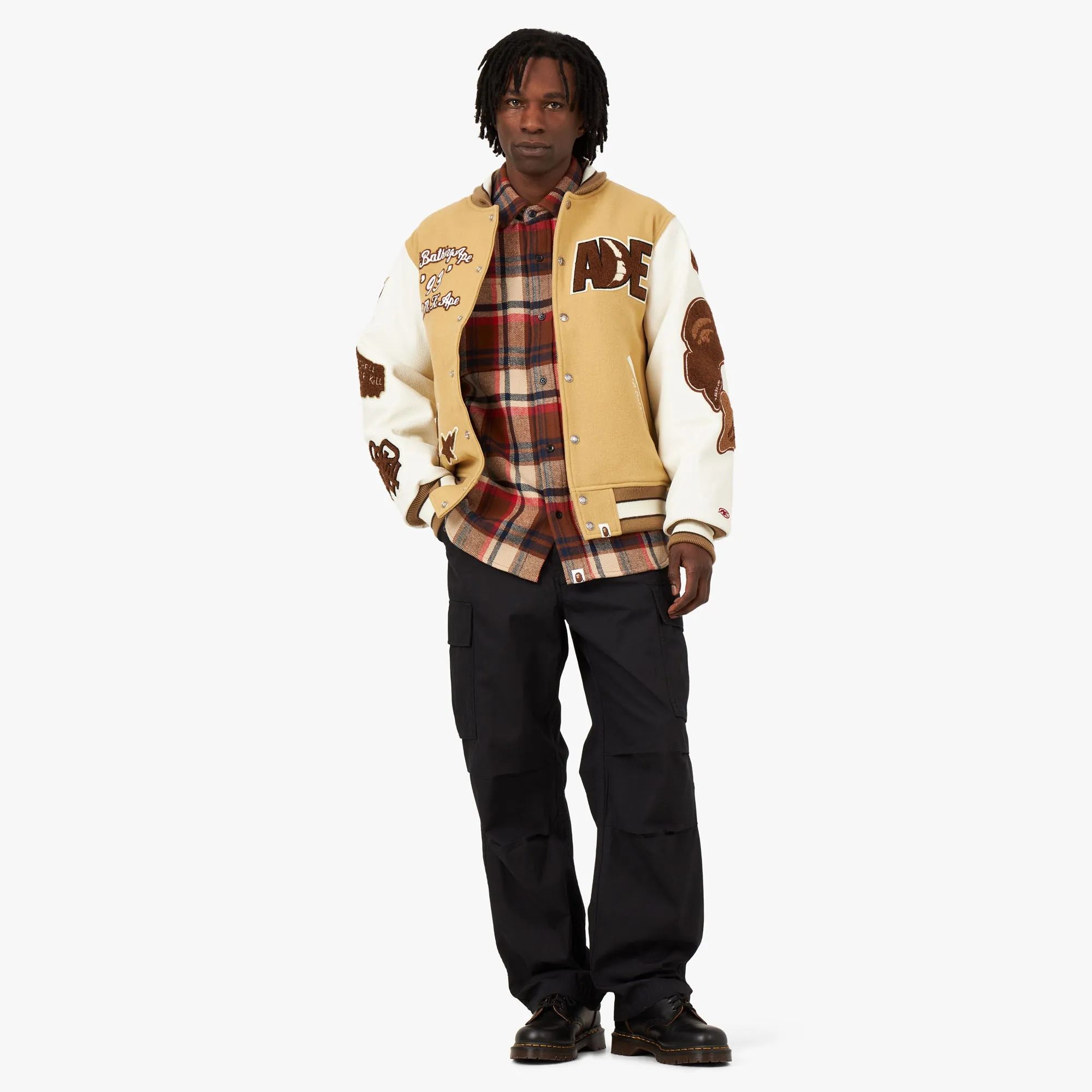 BAPE Check Ape Head One Point Flannel Shirt / Red