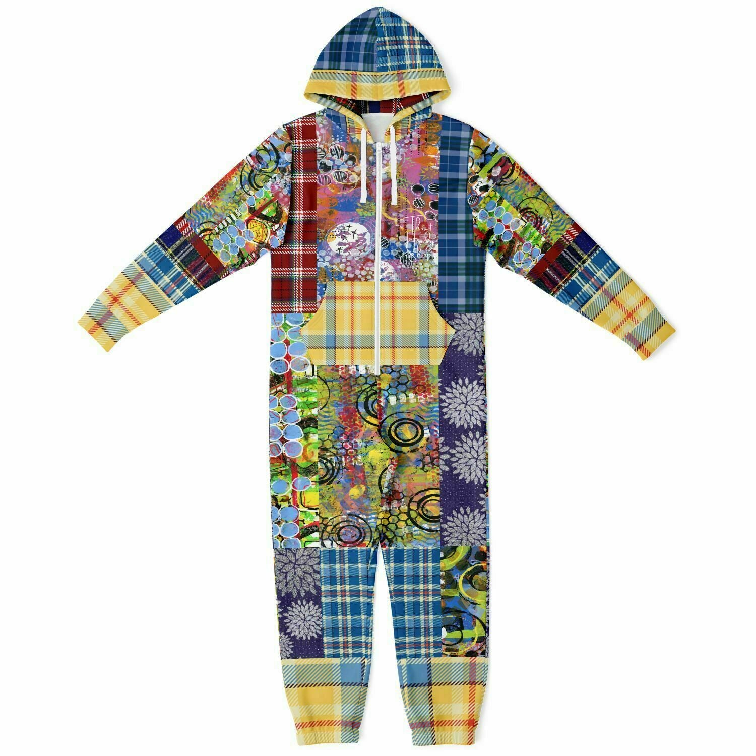 Barcelona Plaid Geometric Patchwork Fleece Unisex Romper