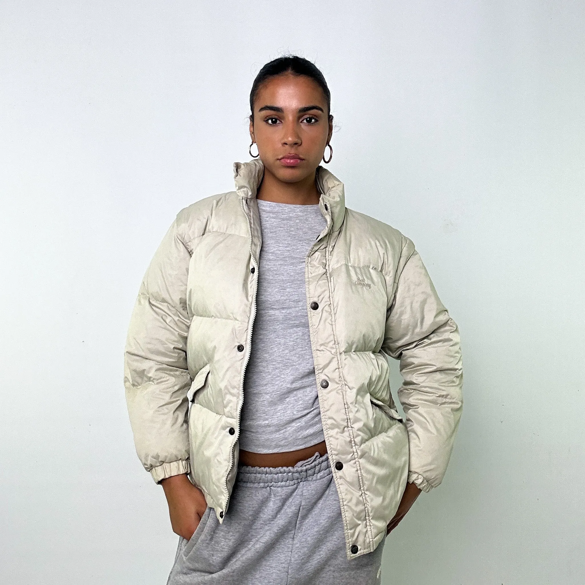 Beige Tan 90s Best Company Puffer Jacket Coat (L)