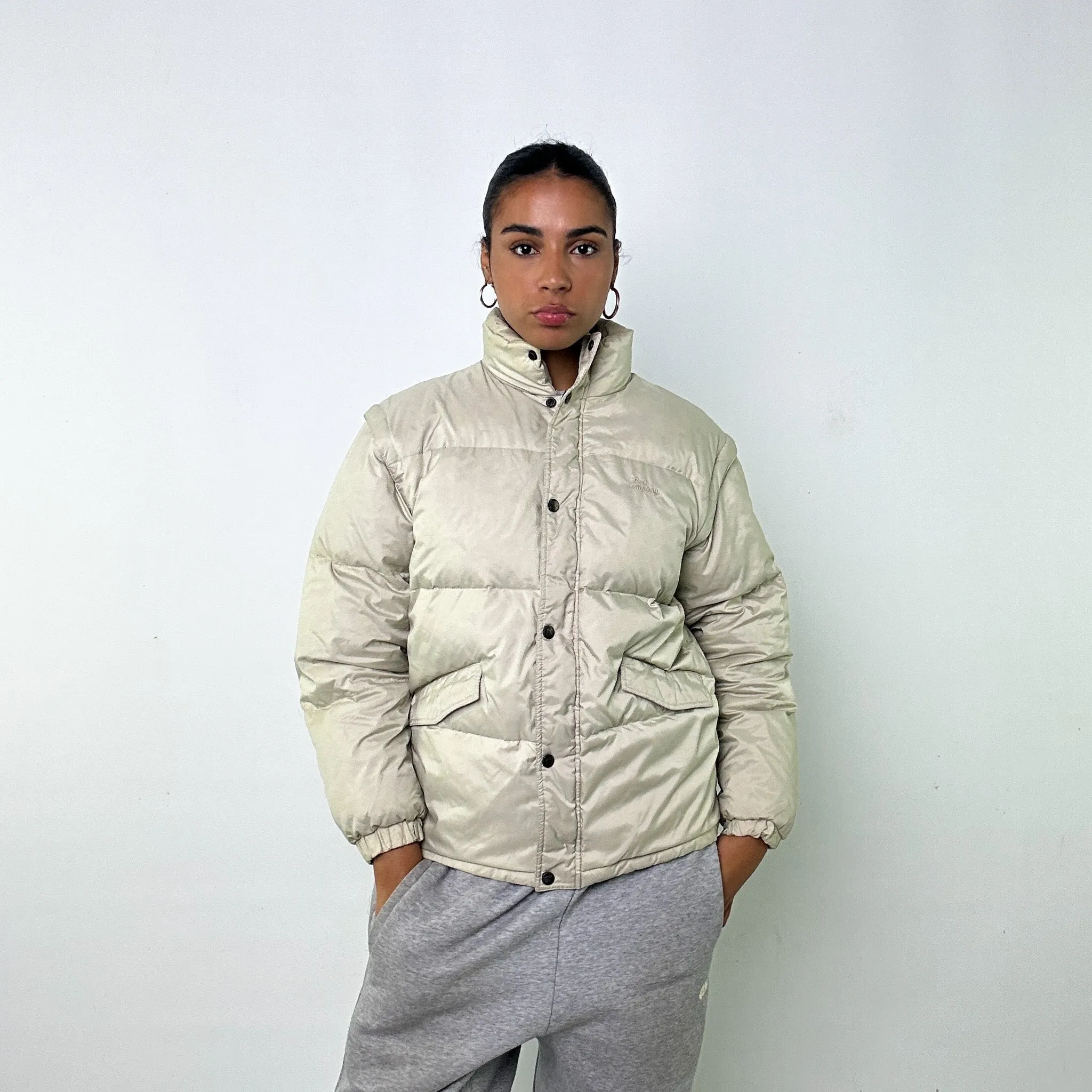 Beige Tan 90s Best Company Puffer Jacket Coat (L)