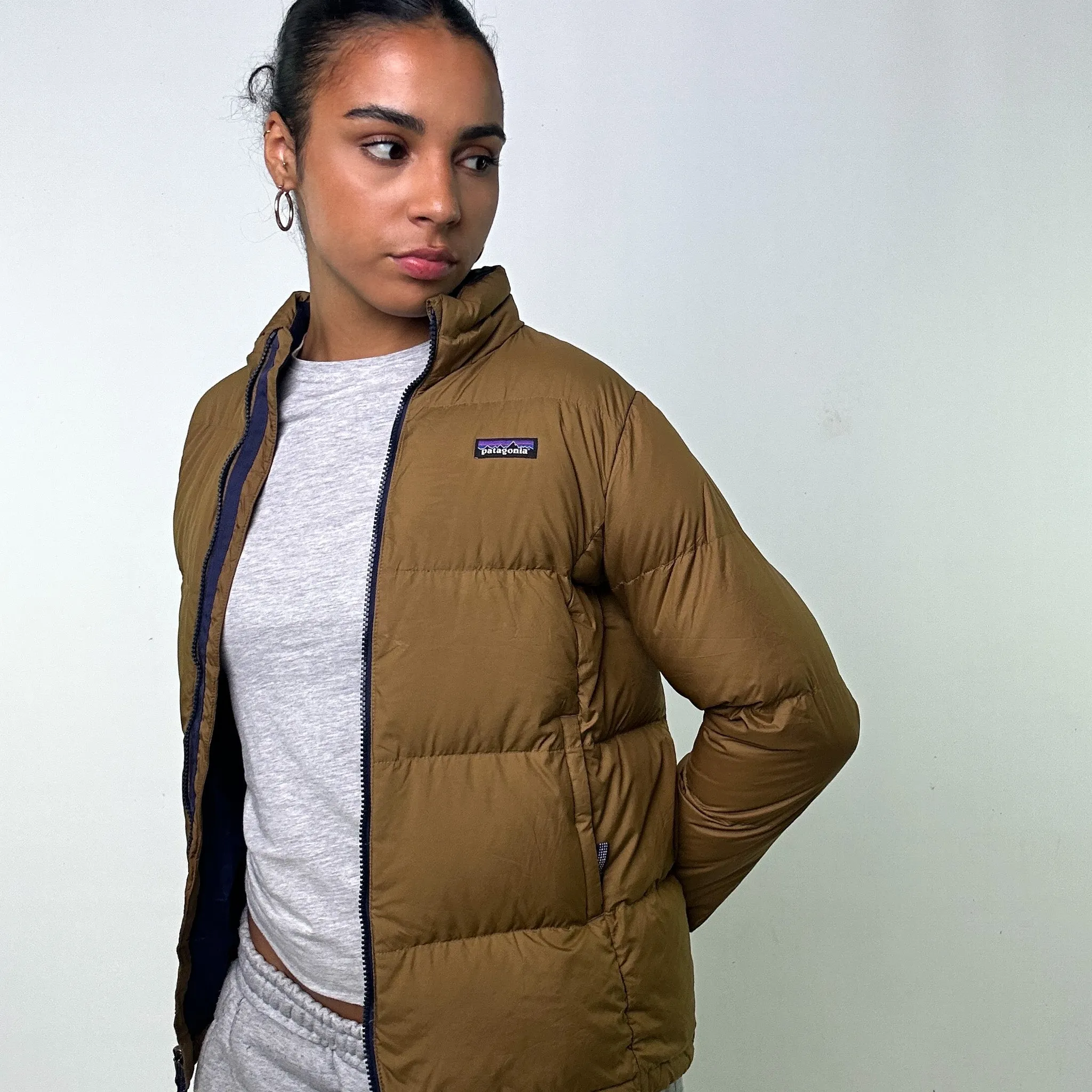 Beige Tan y2ks Patagonia Puffer Jacket Coat (L)