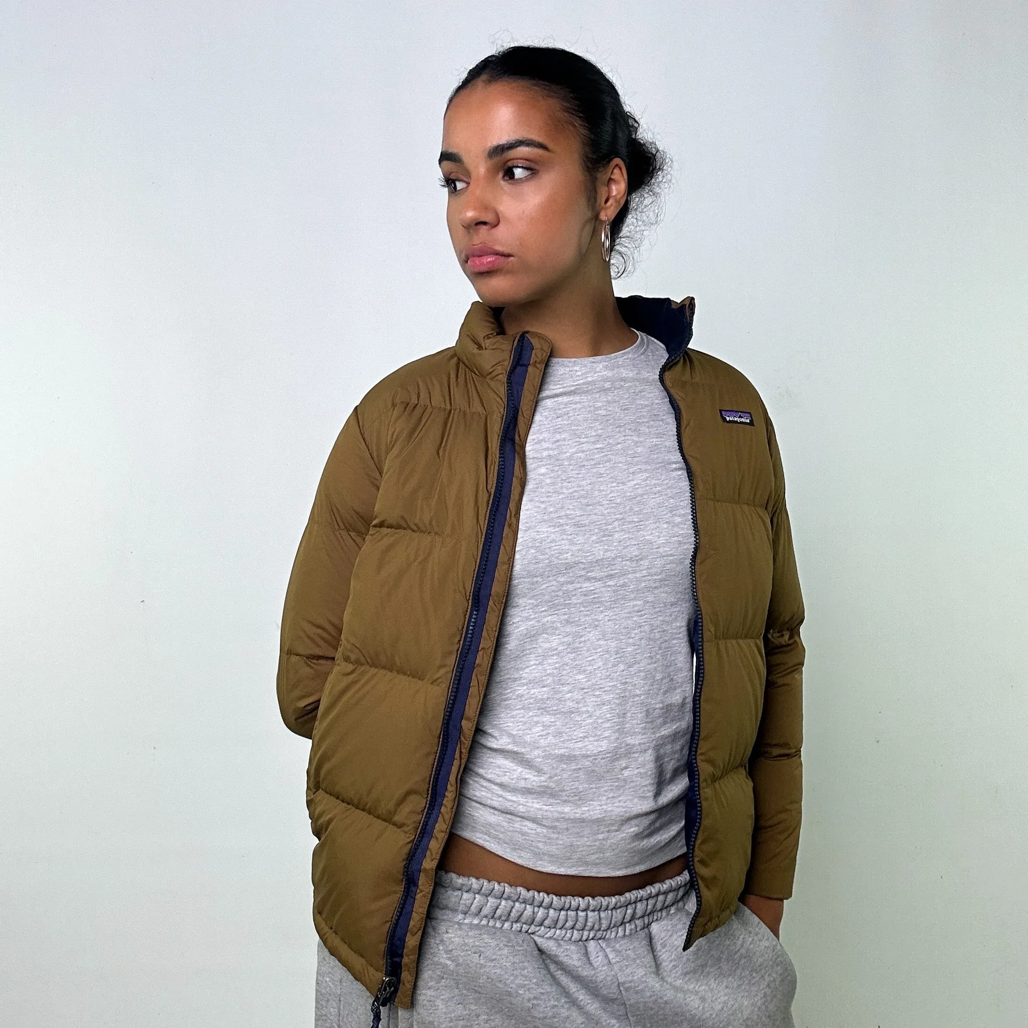 Beige Tan y2ks Patagonia Puffer Jacket Coat (L)