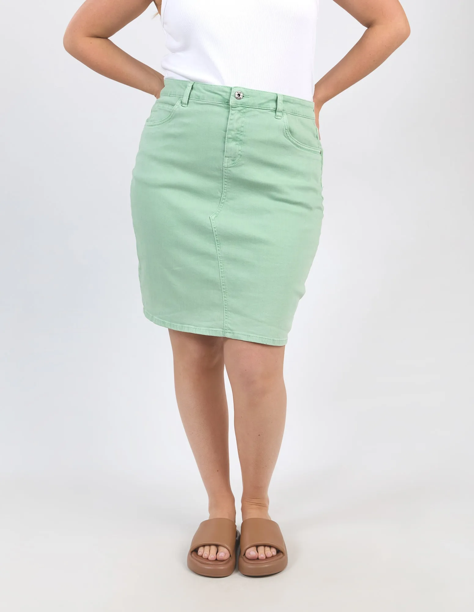 Belle Denim Skirt Quiet Green