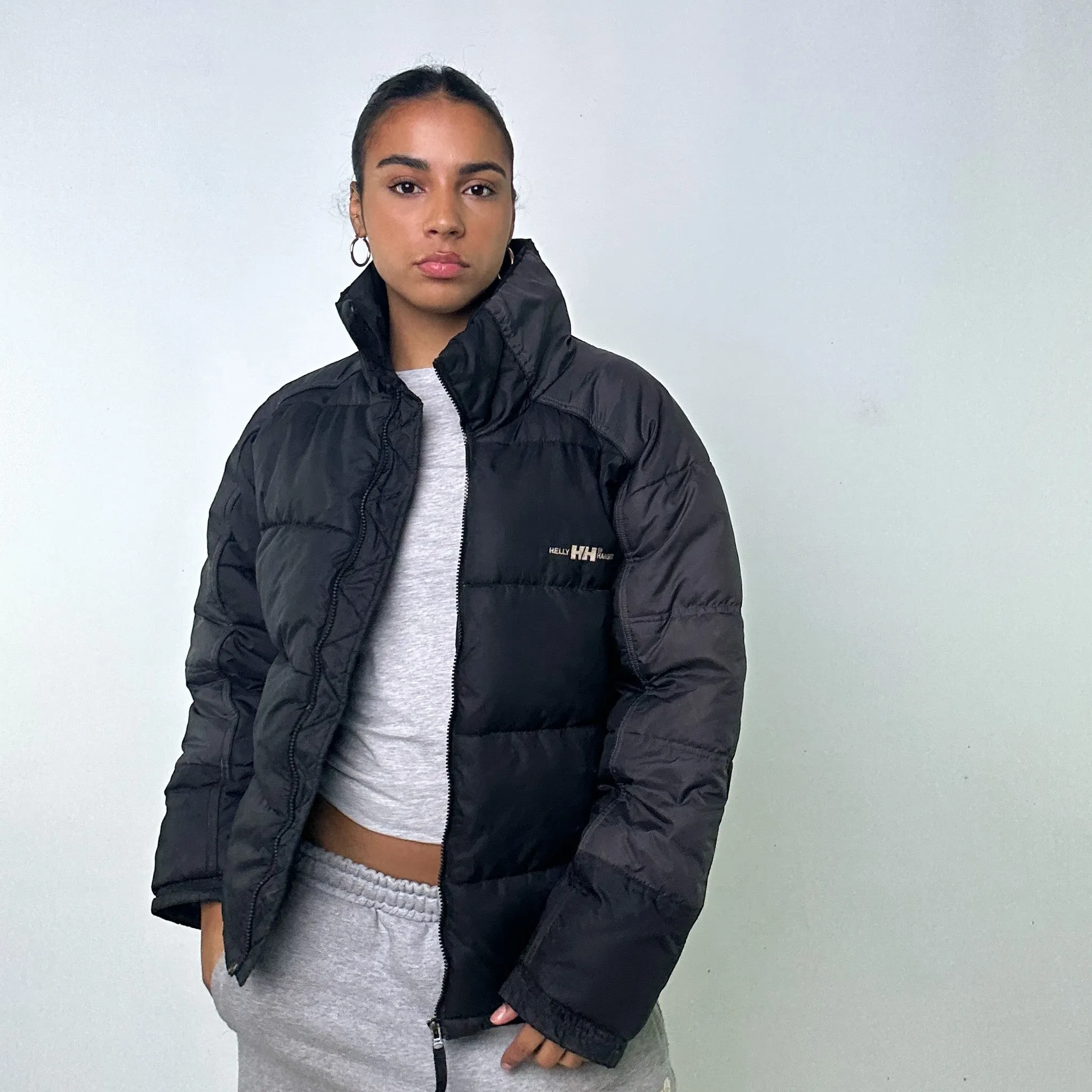 BLACK 90S HELLY HANSEN PUFFER JACKET COAT (