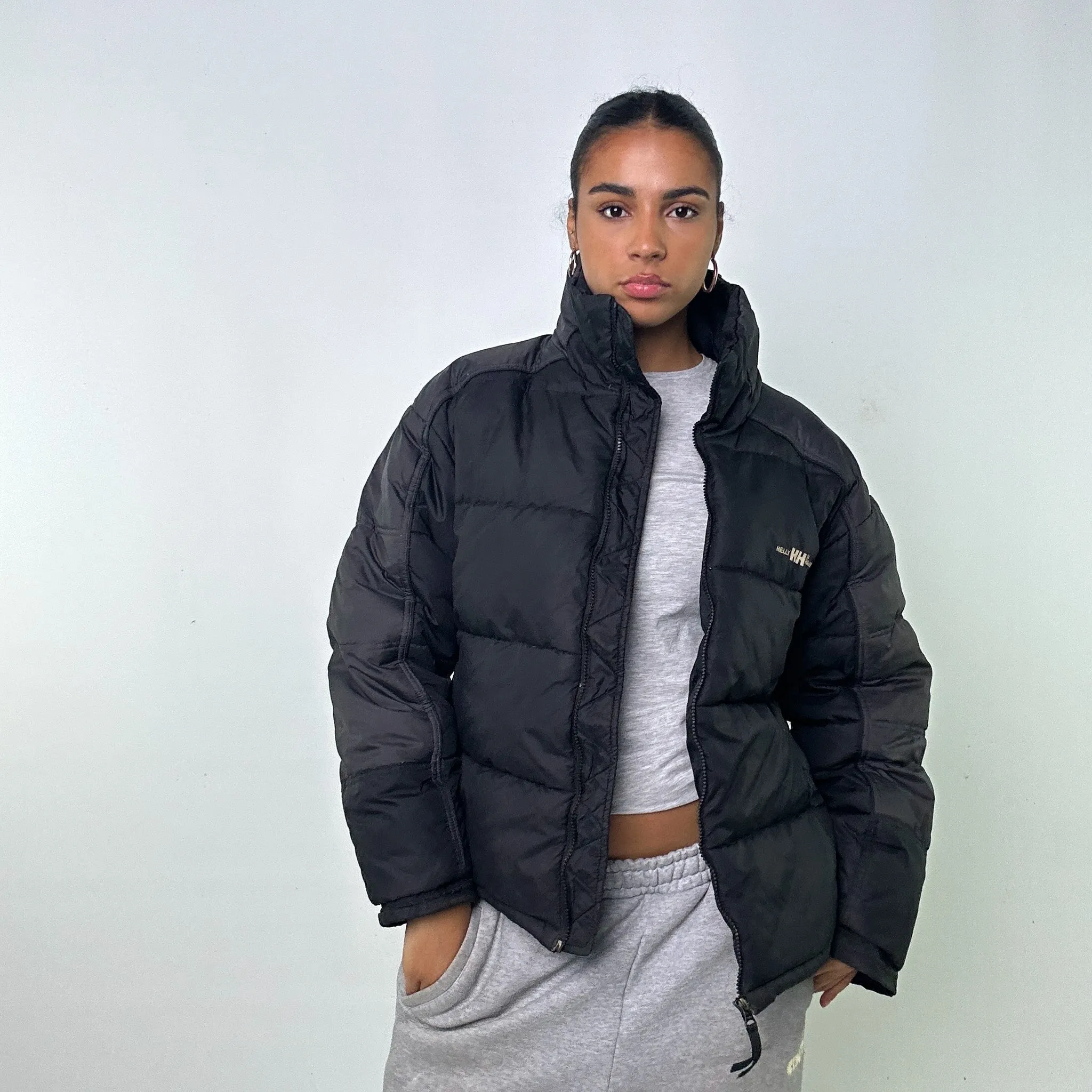 BLACK 90S HELLY HANSEN PUFFER JACKET COAT (