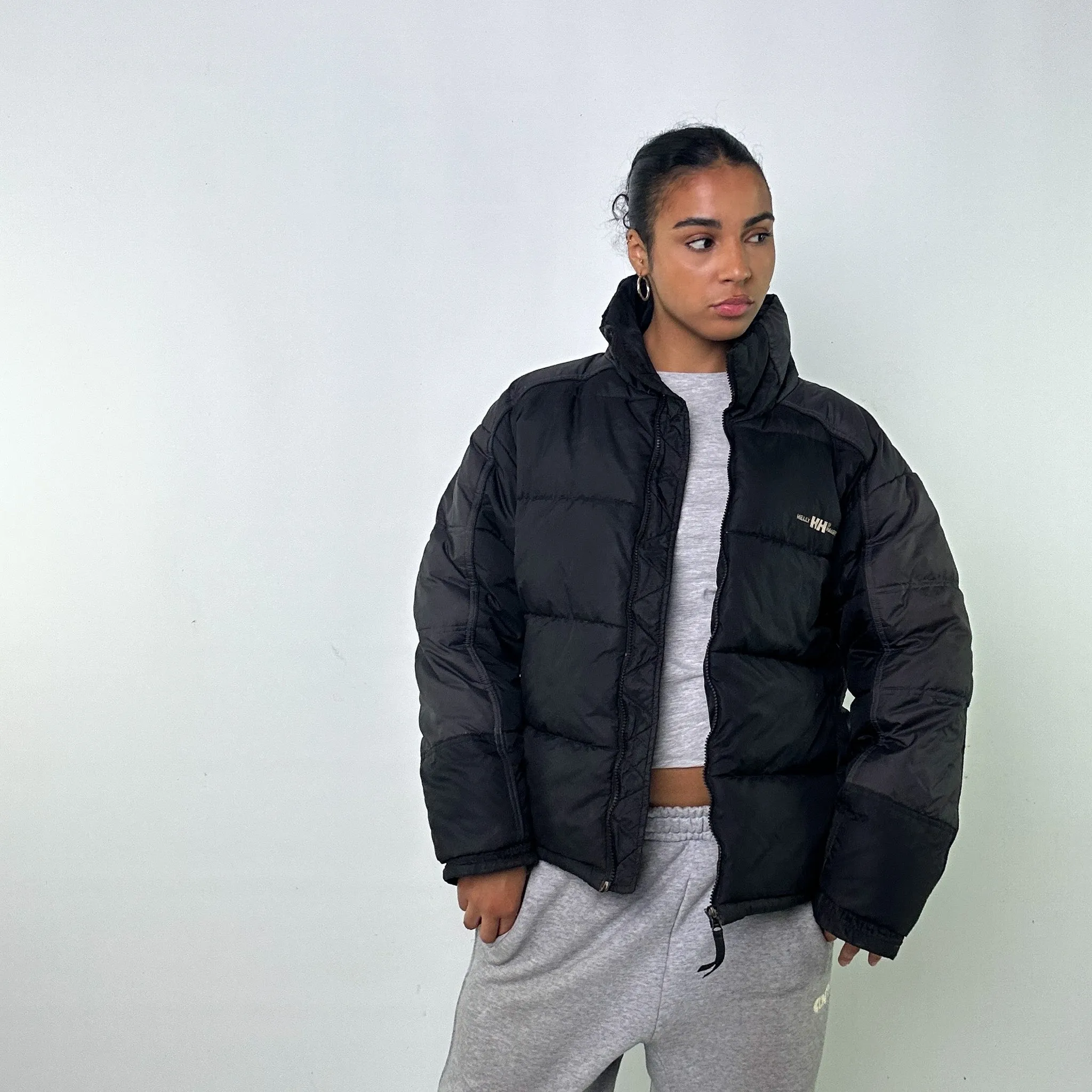 BLACK 90S HELLY HANSEN PUFFER JACKET COAT (