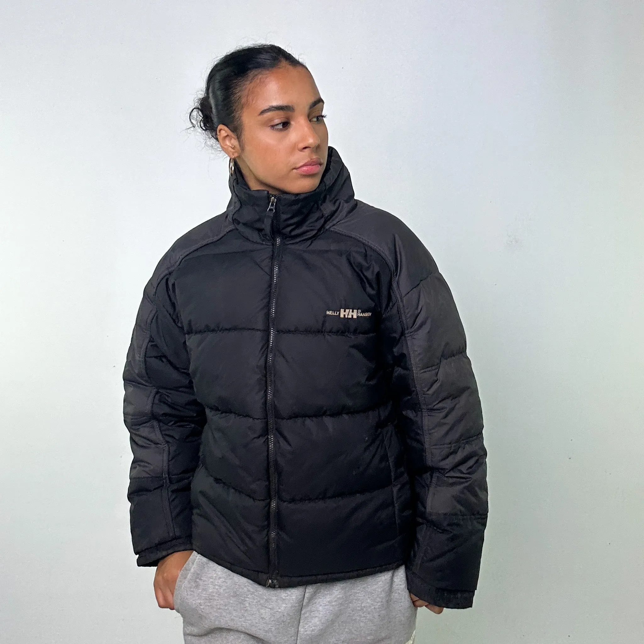 BLACK 90S HELLY HANSEN PUFFER JACKET COAT (