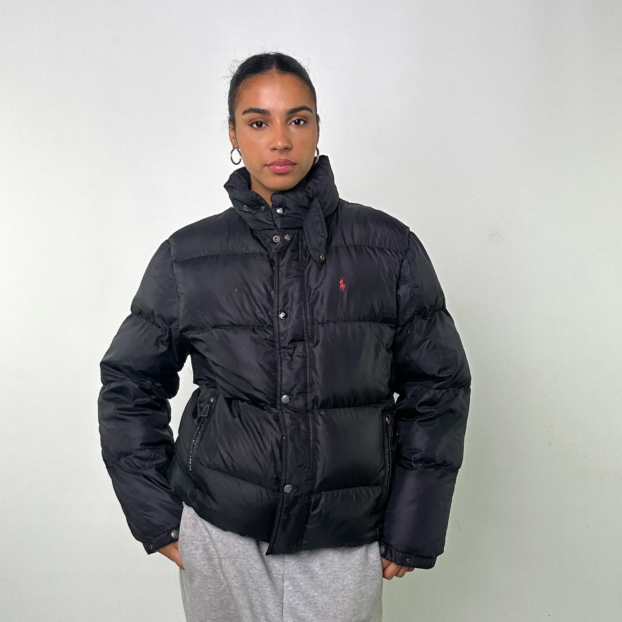 Black 90s Polo Ralph Lauren Puffer Jacket Coat (L)