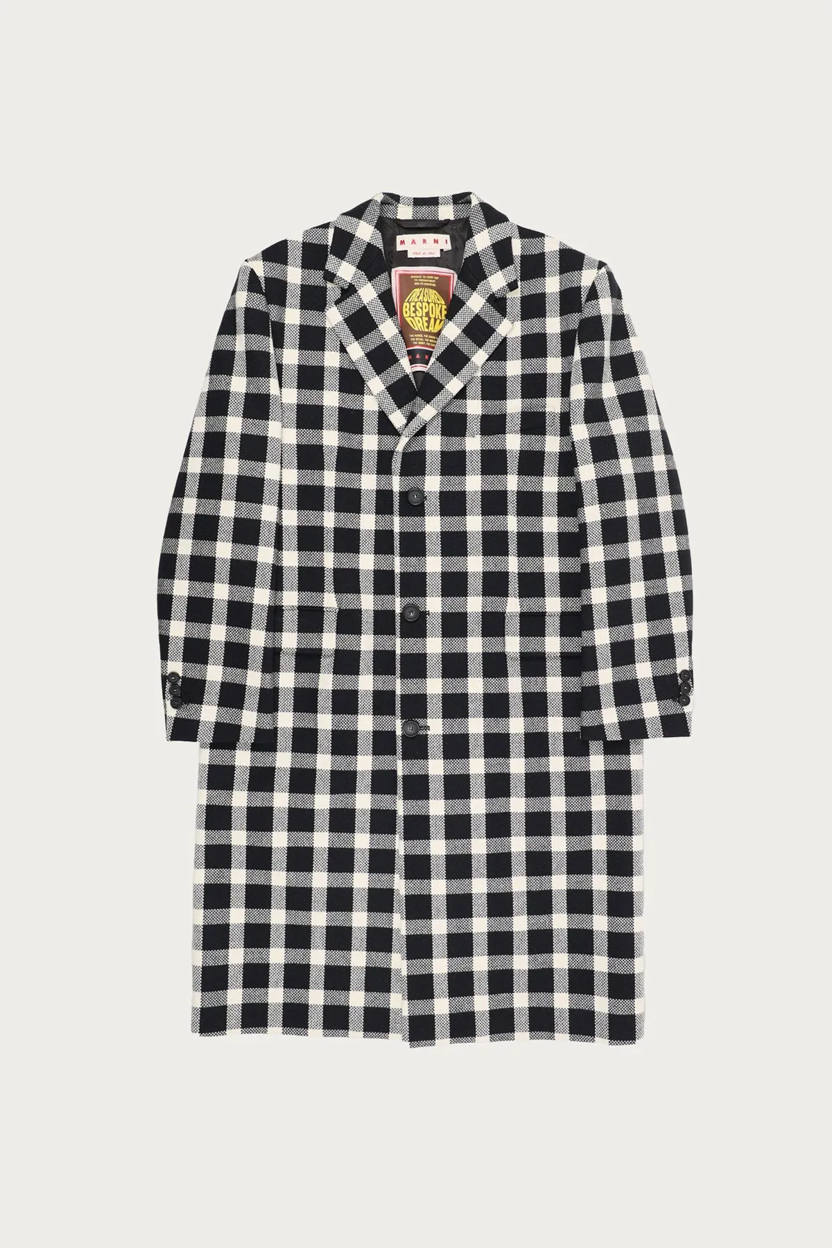 Black Checked Wool Coat - Black/White