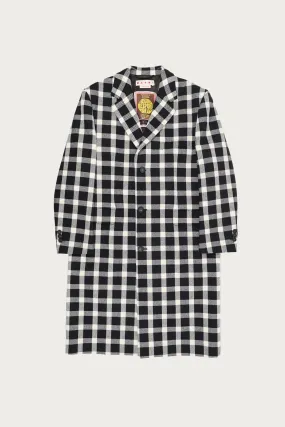 Black Checked Wool Coat - Black/White