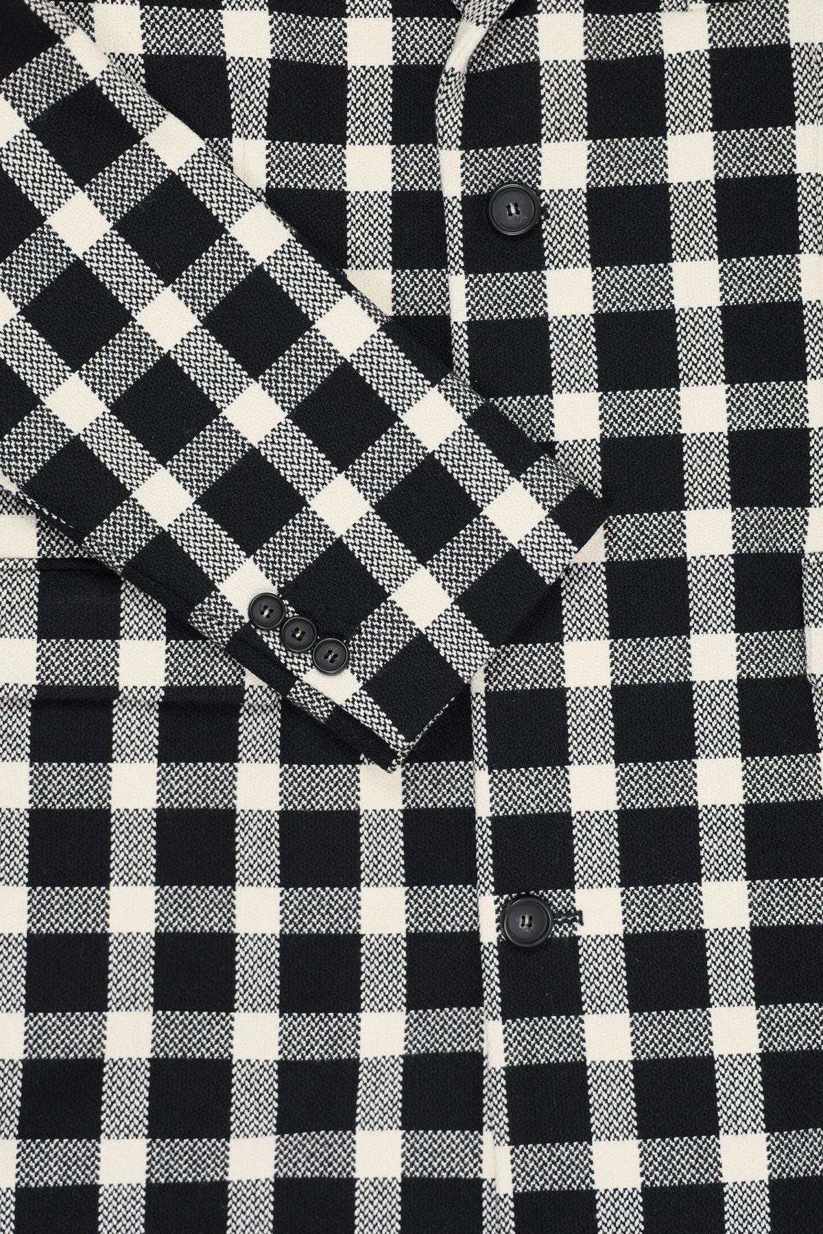 Black Checked Wool Coat - Black/White