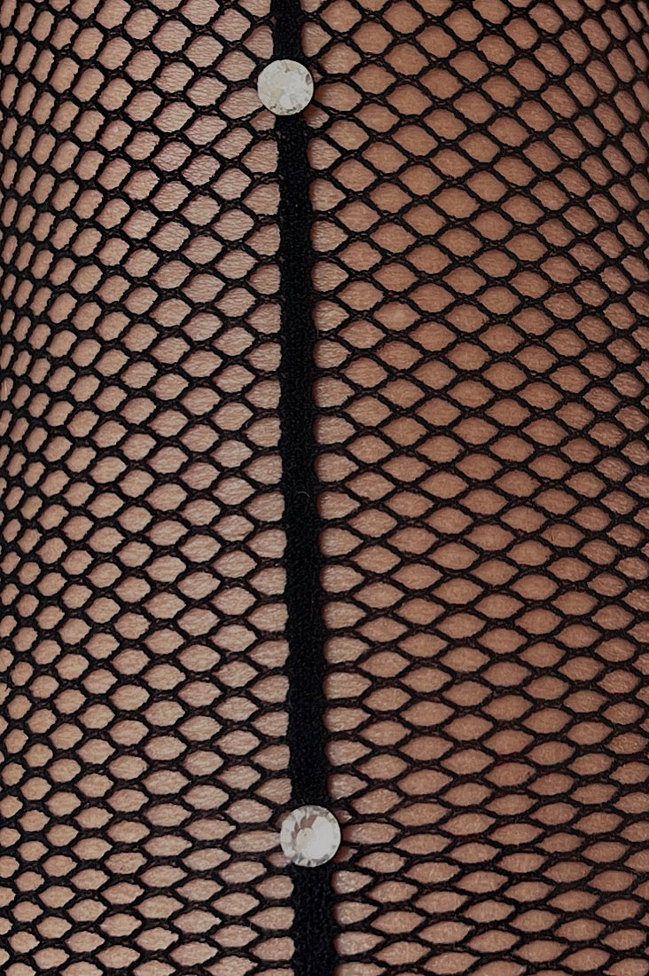 Black Rhinestone Line Tights