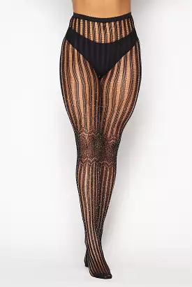 Black Rhinestone Lined Tights