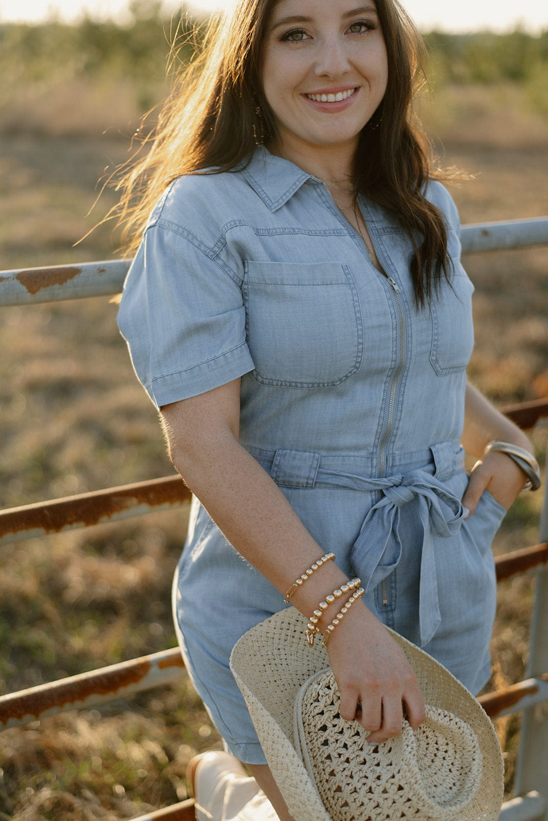 Blue Denim Tie Waist Romper