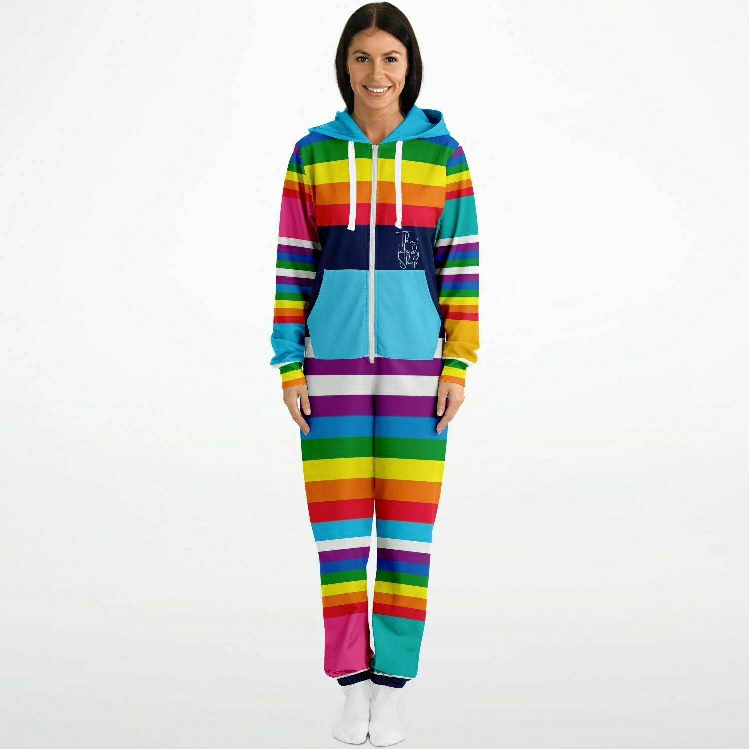 Blue Horizon Rainbow Stripe Fleece Unisex Romper