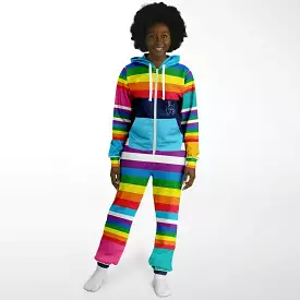 Blue Horizon Rainbow Stripe Fleece Unisex Romper