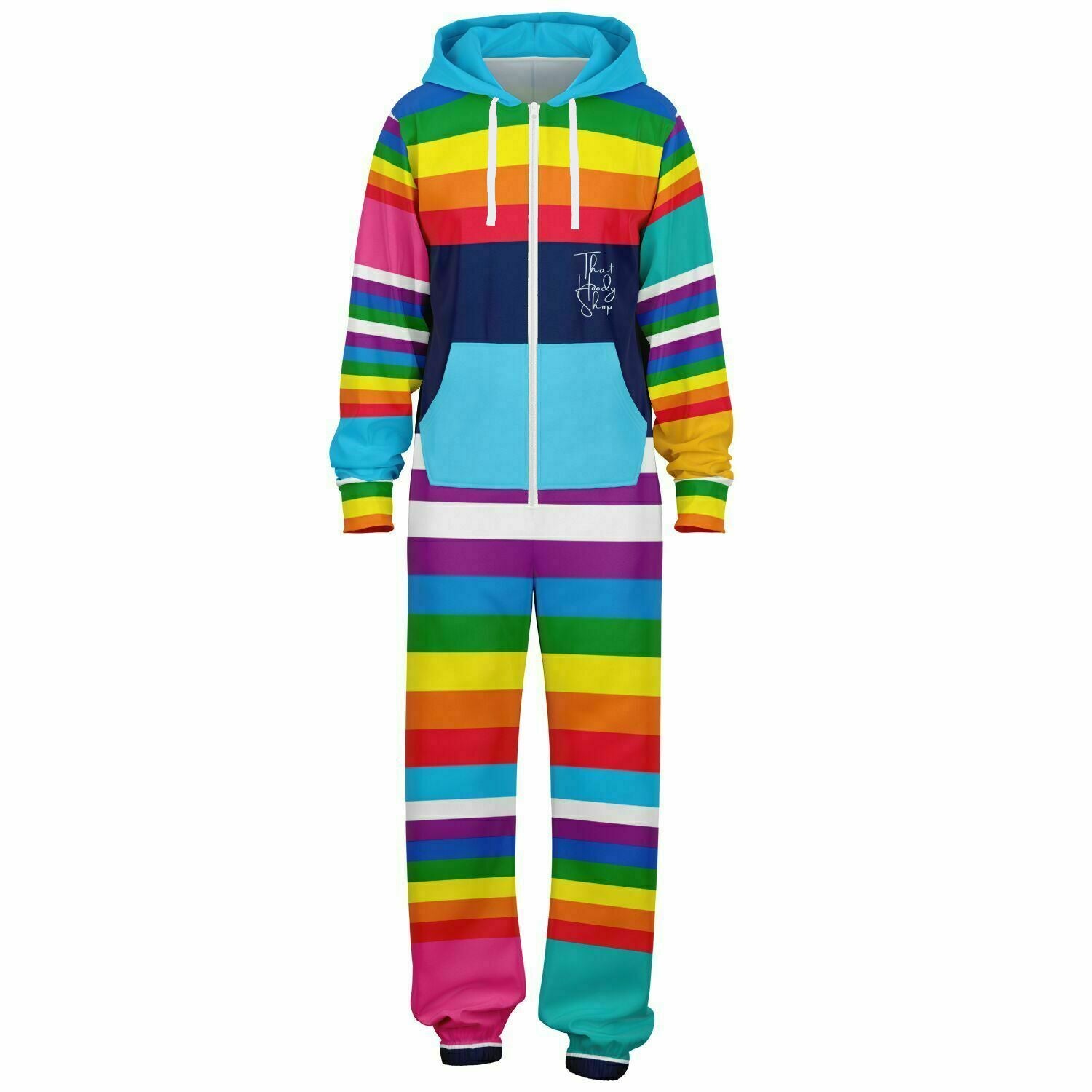 Blue Horizon Rainbow Stripe Fleece Unisex Romper