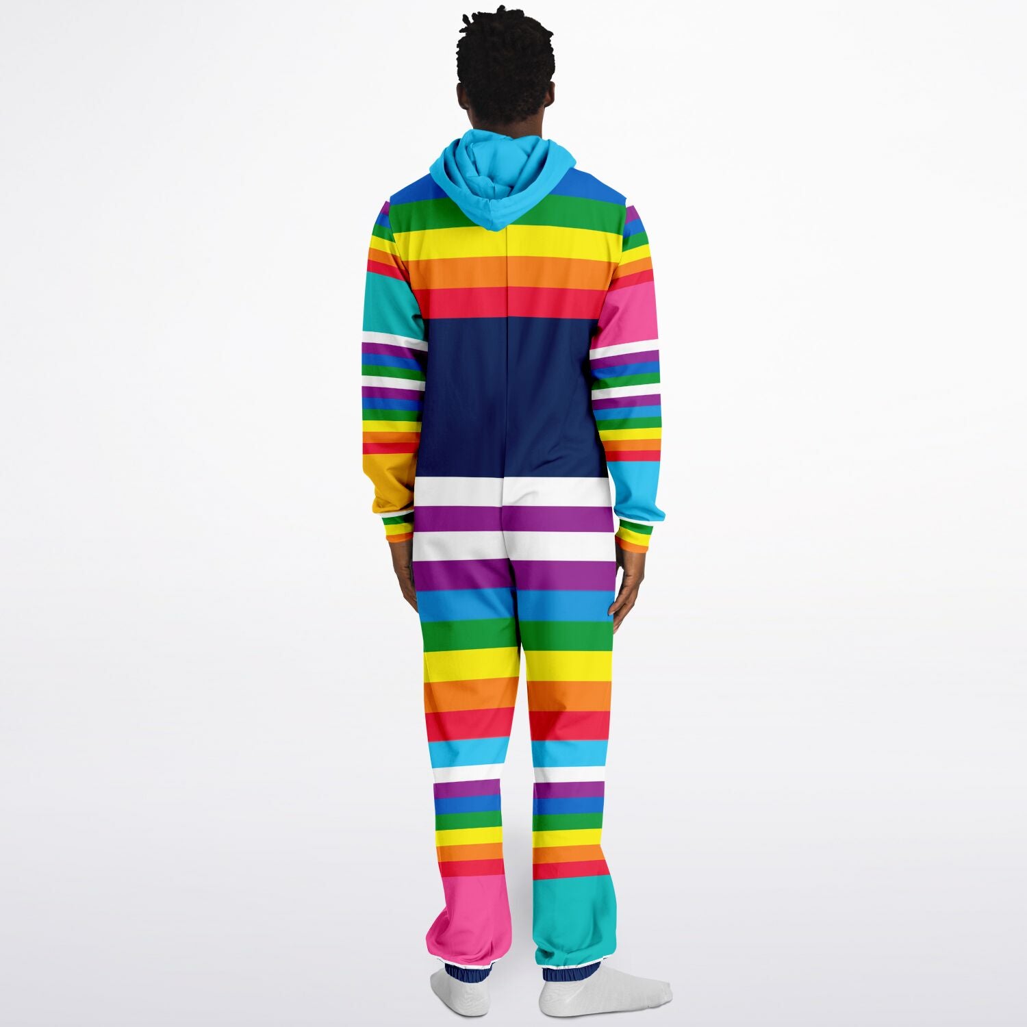 Blue Horizon Rainbow Stripe Fleece Unisex Romper