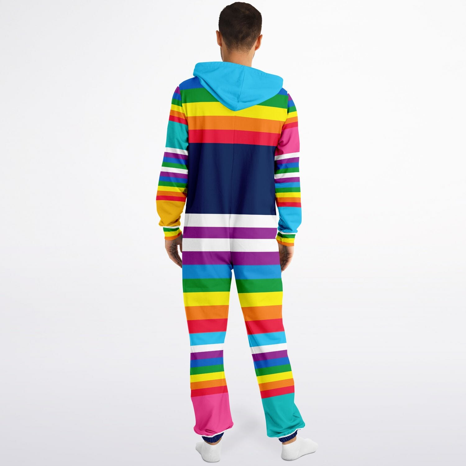 Blue Horizon Rainbow Stripe Fleece Unisex Romper