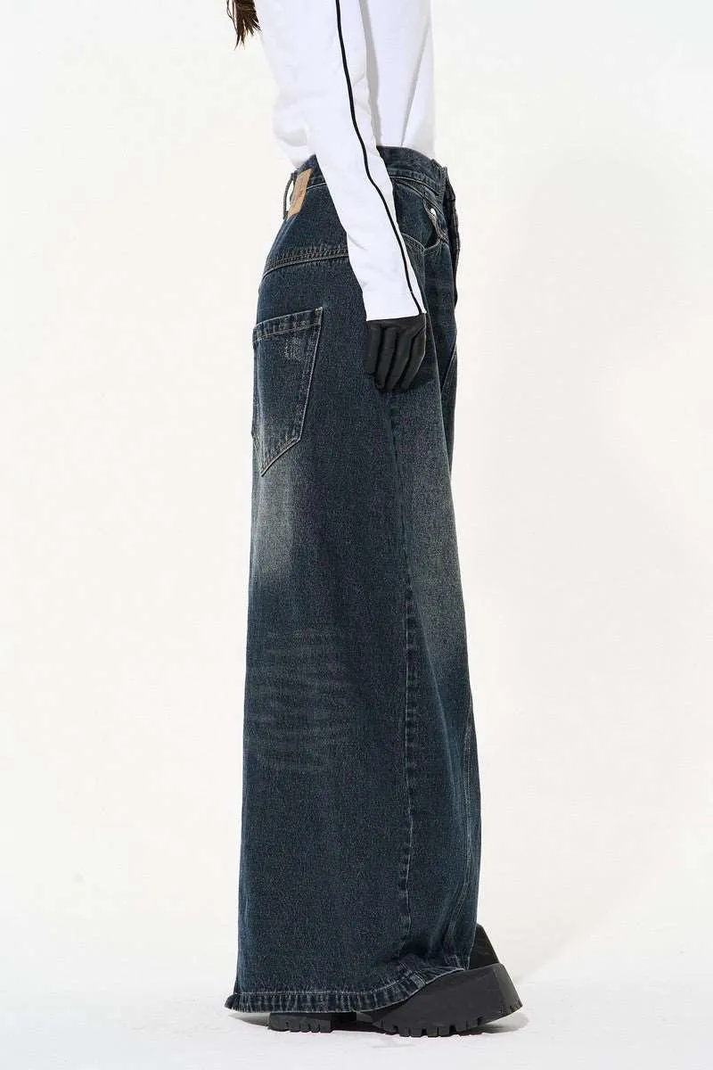 BNP Washed Loose Jeans Long Skirt