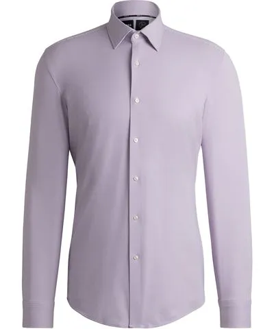 Boss Slim-fit shirt in micro-structured performance-stretch jersey