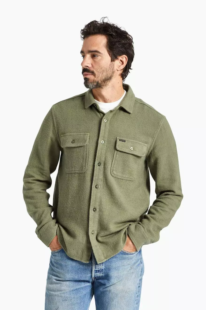 Bowery Textured Loop Twill Overshirt - Olive Surplus